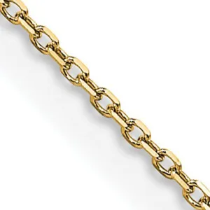 0.8mm 14K Yellow Gold Solid Diamond Cut Rolo Chain Necklace