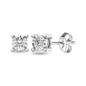 10K White Gold Diamond Stud Earrings