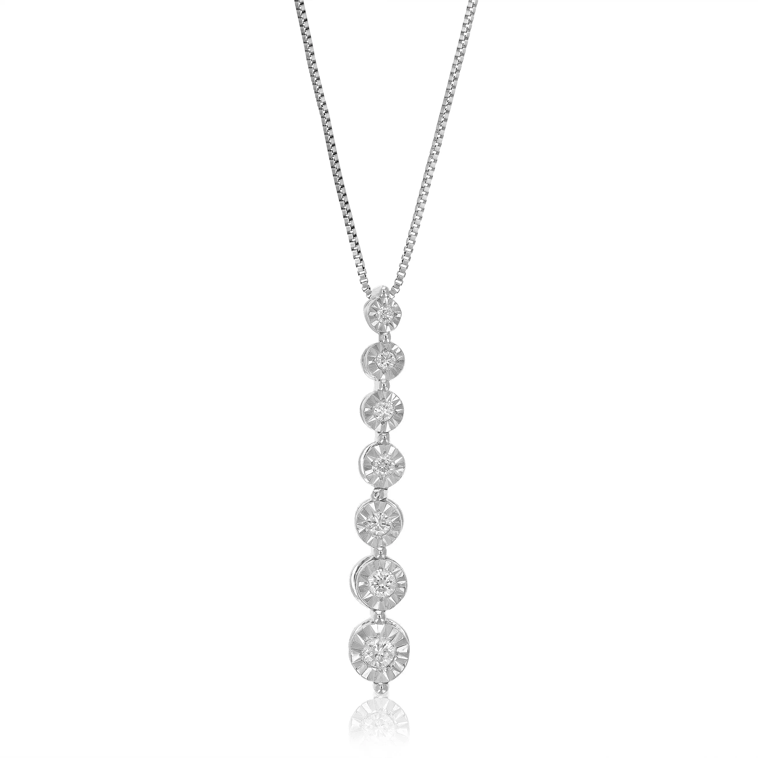 1/10 cttw Lab Grown Diamond Pendant Necklace .925 Sterling Silver 1/10 Inch With 18 Inch Chain