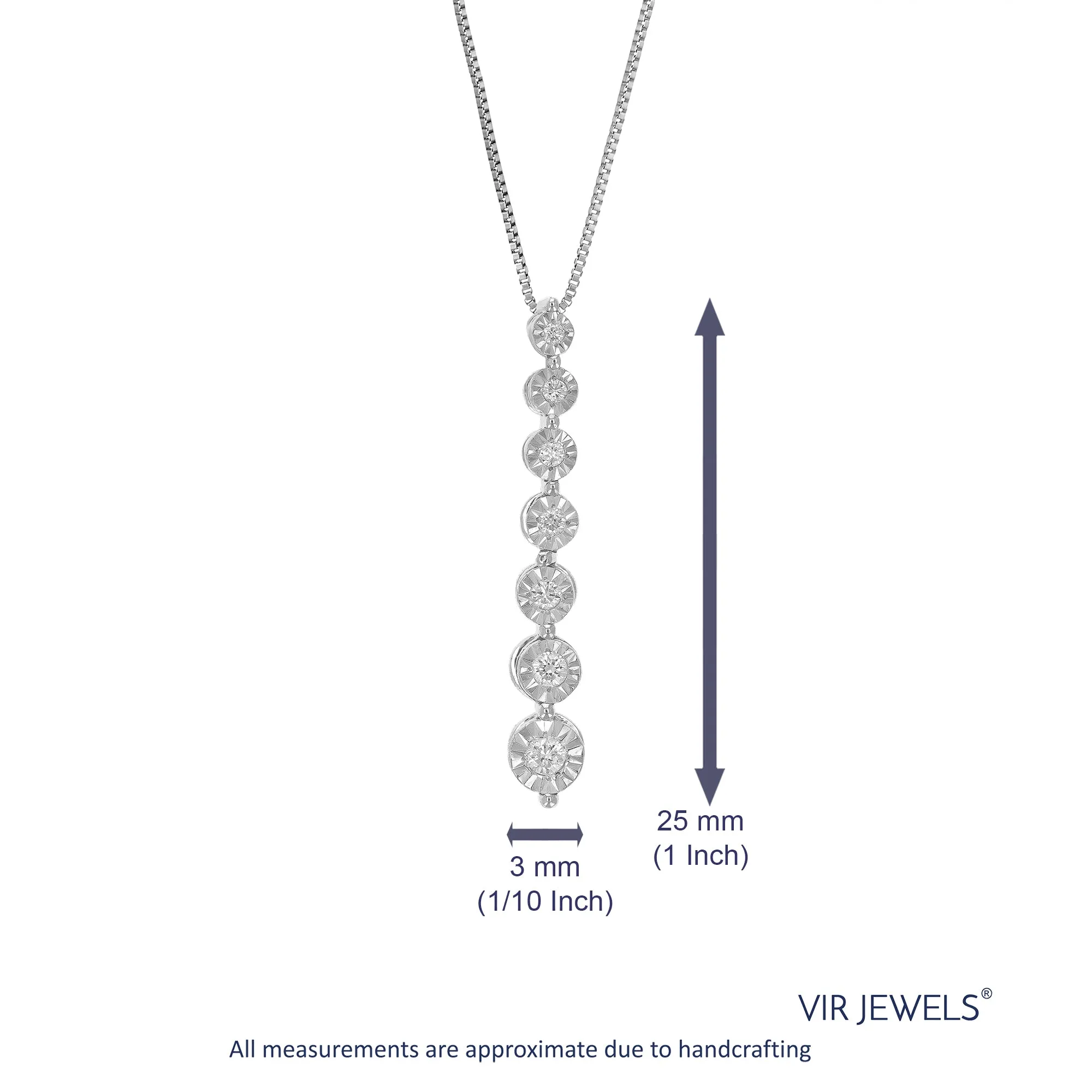 1/10 cttw Lab Grown Diamond Pendant Necklace .925 Sterling Silver 1/10 Inch With 18 Inch Chain