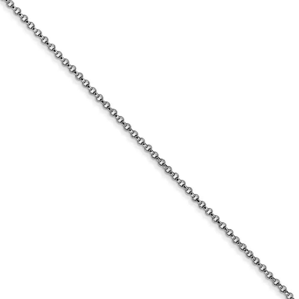 1.15mm 14k White Gold Solid Rolo Pendant Chain