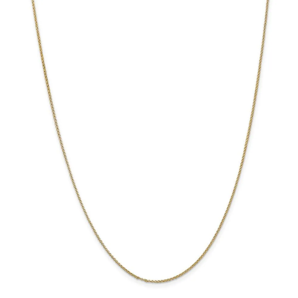 1.15mm 14k Yellow Gold Solid Rolo Pendant Chain