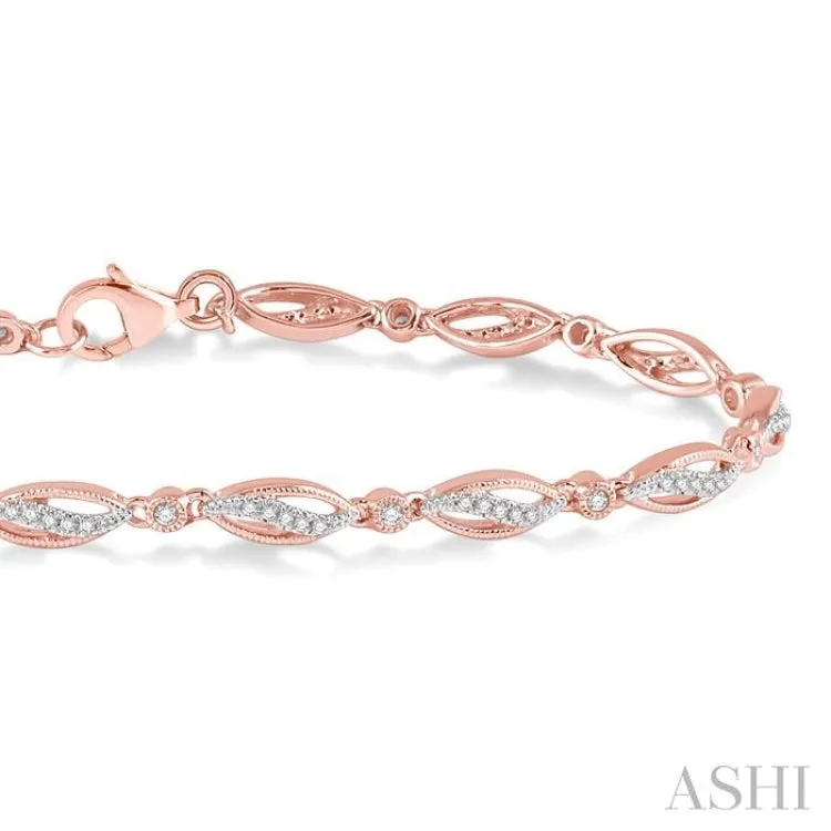 1/3 Ctw Round Cut Diamond Marquise Fashion Bracelet in 10K Rose Gold