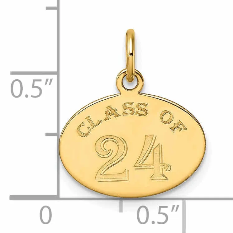 14K Gold Class of 2024 Oval Charm, Unisex, Polished Finish