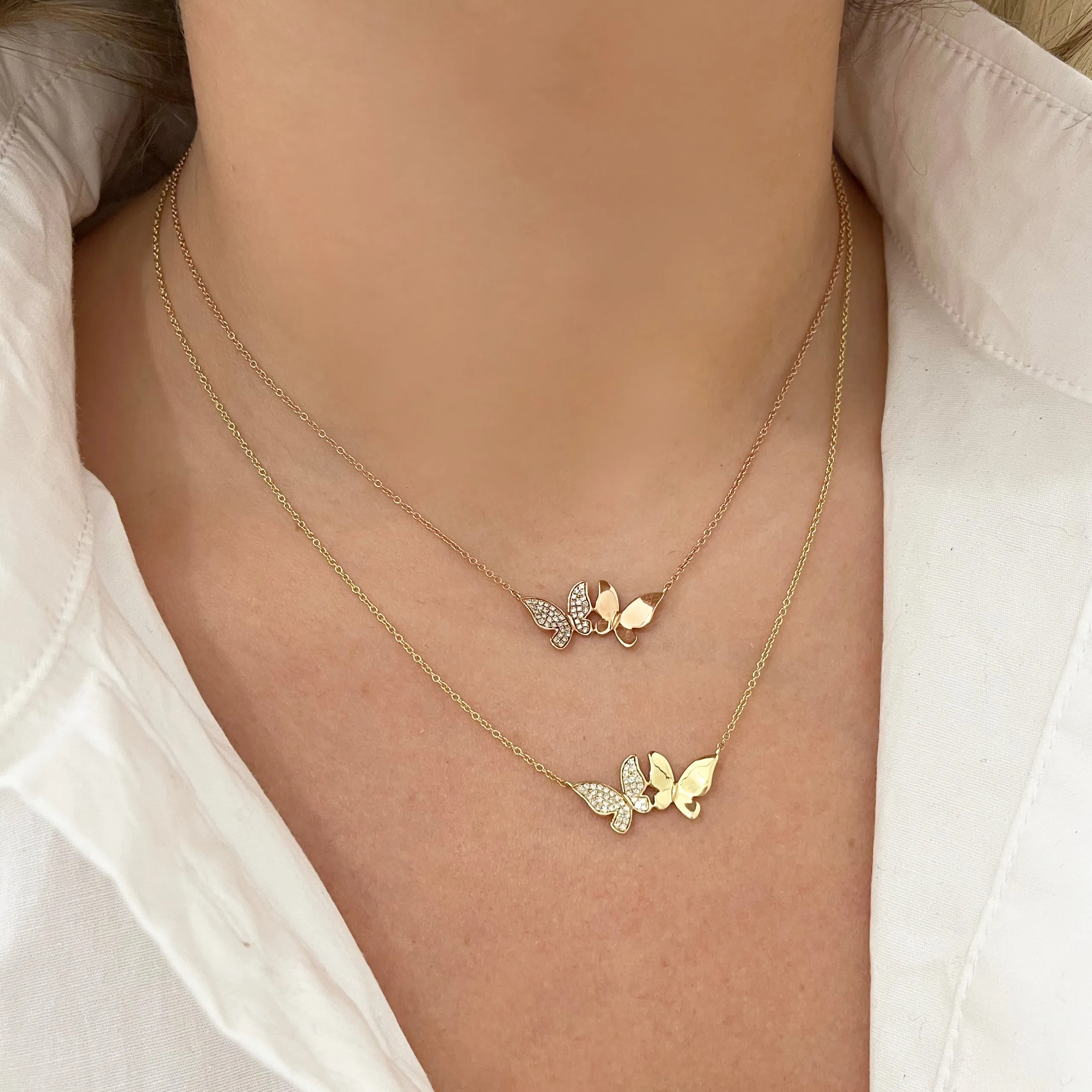 14K GOLD DIAMOND BESS BUTTERFLY NECKLACE