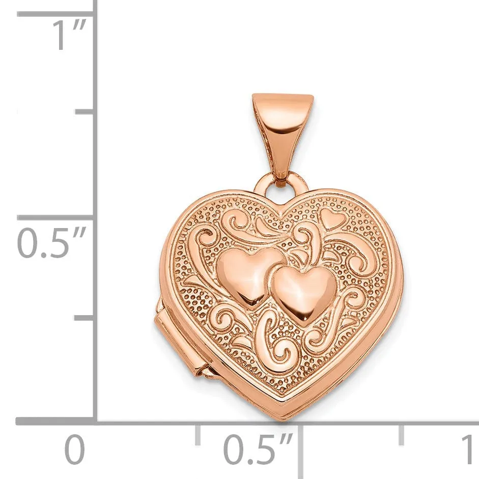 14k Rose Gold Heart Locket Pendant