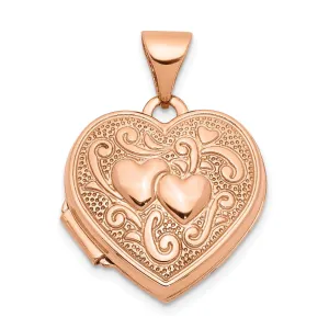 14k Rose Gold Heart Locket Pendant