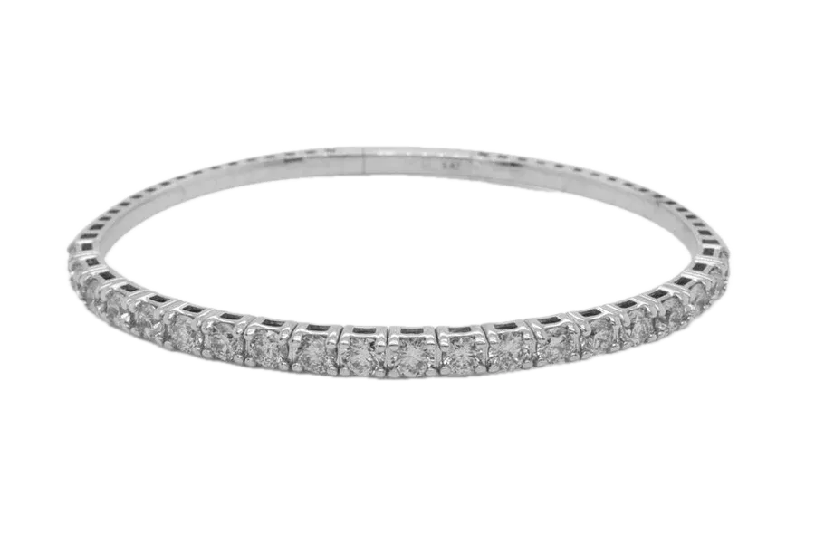 14K White Gold 3ctw Diamond Flex Bangle