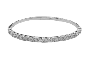 14K White Gold 3ctw Diamond Flex Bangle