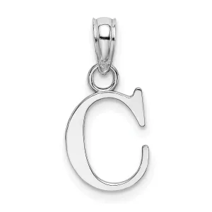 14K White Gold Block Design Small Letter C Initial Charm Pendant