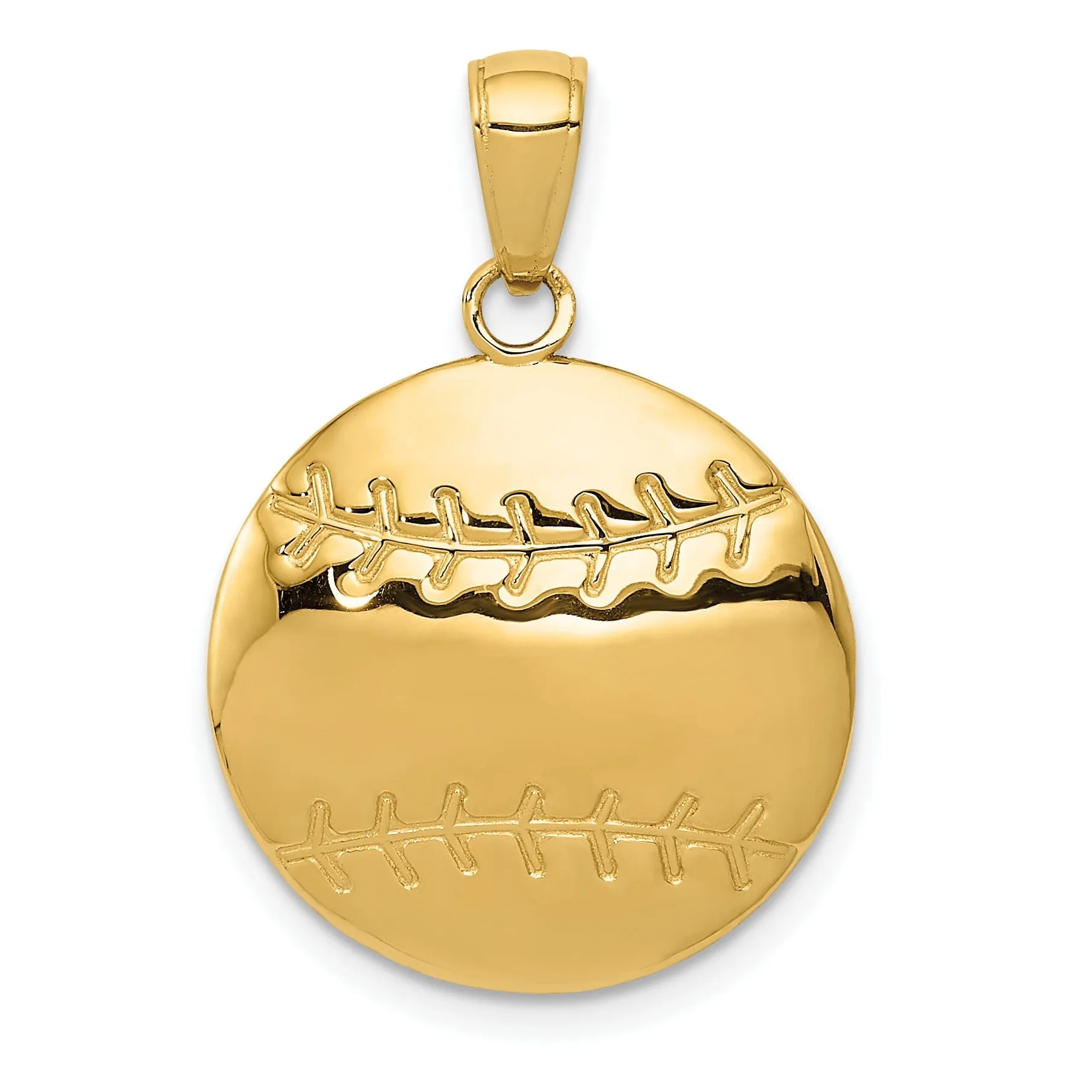 14k Yellow Gold Diamond Cut Baseball Pendant