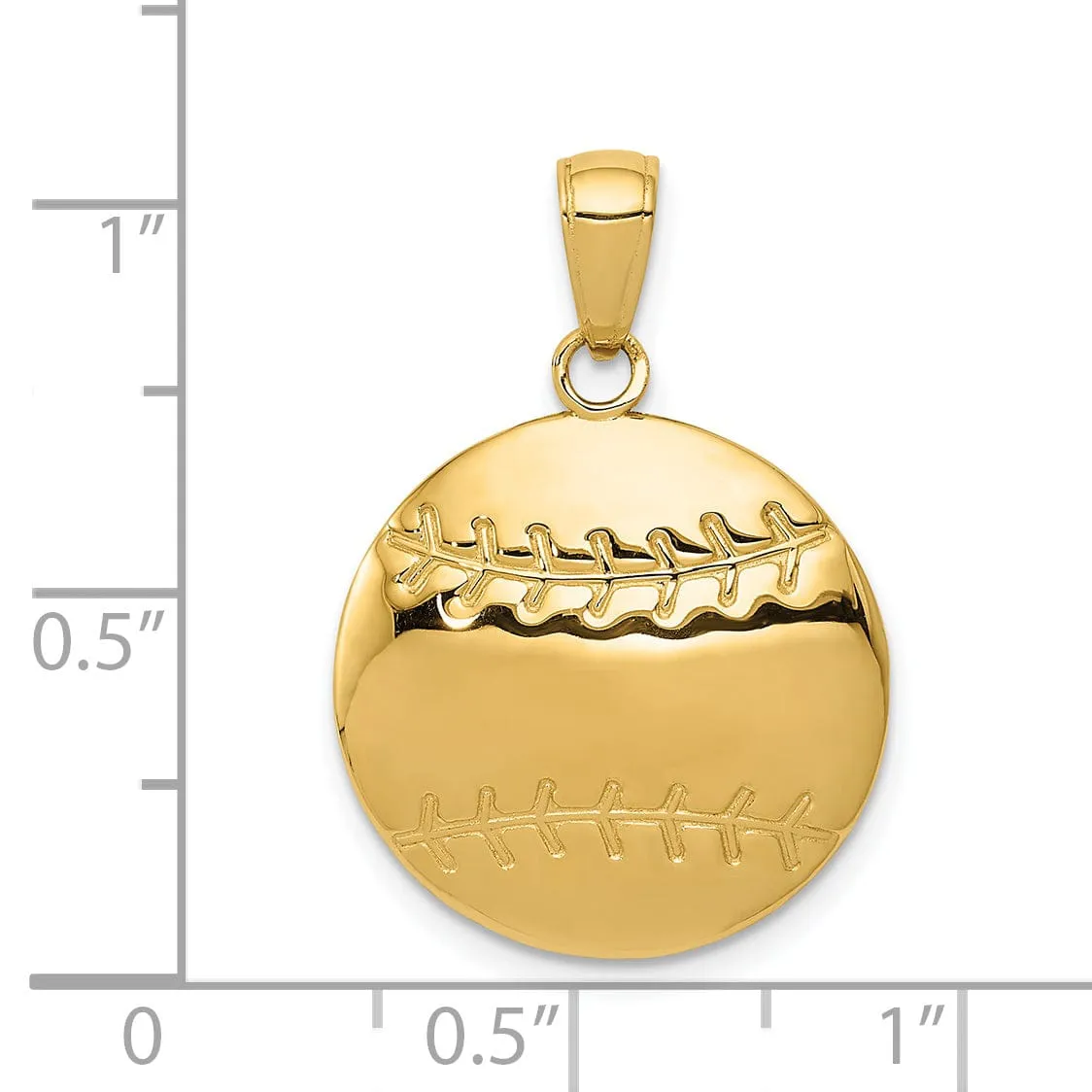 14k Yellow Gold Diamond Cut Baseball Pendant