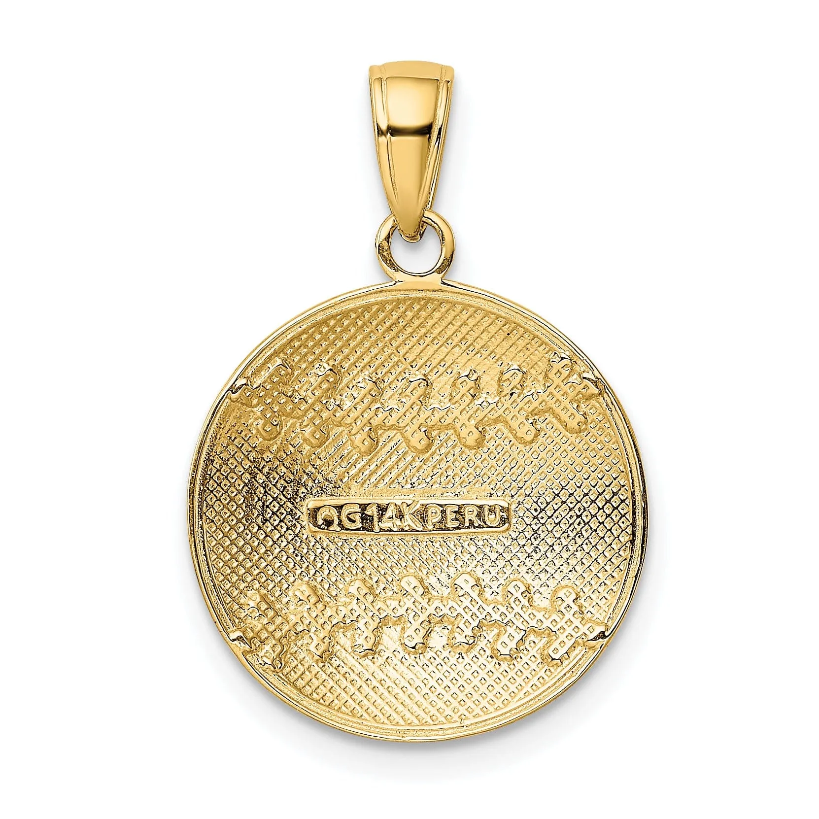 14k Yellow Gold Diamond Cut Baseball Pendant