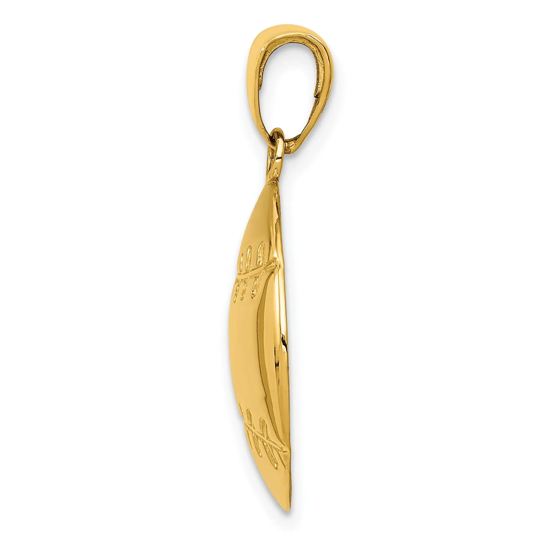 14k Yellow Gold Diamond Cut Baseball Pendant