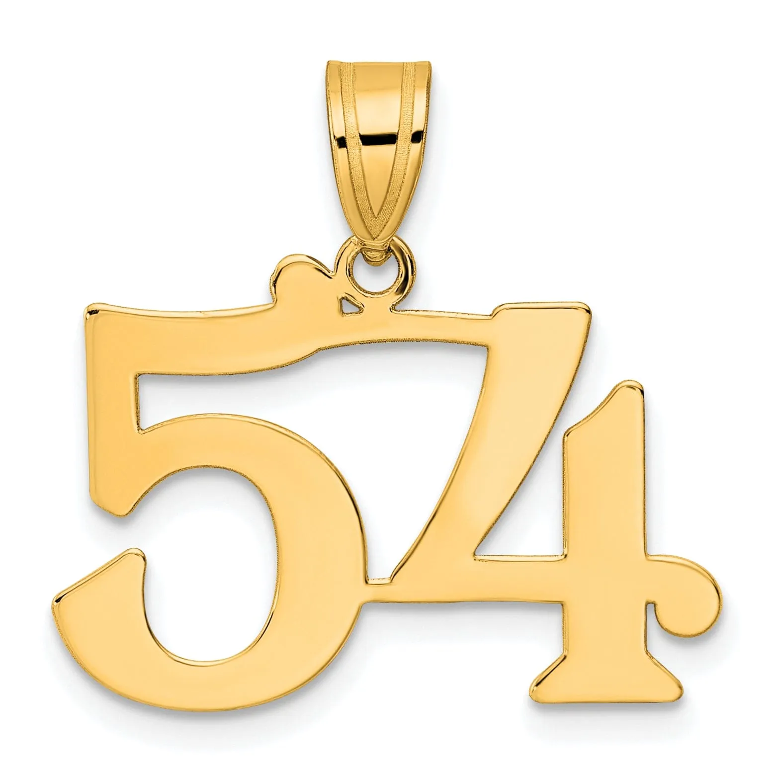 14k Yellow Gold Polished Finish Number 54 Charm Pendant