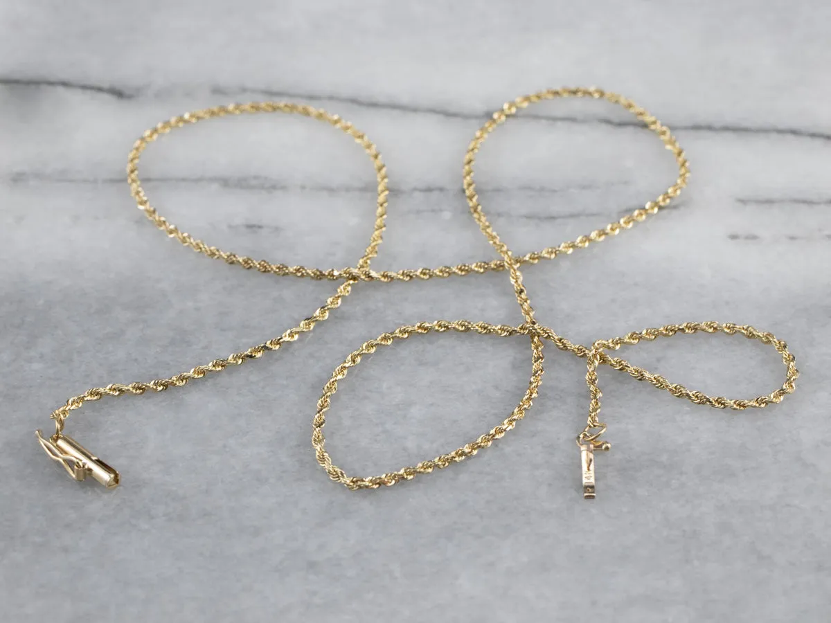 14K Yellow Gold Rope Twist Chain