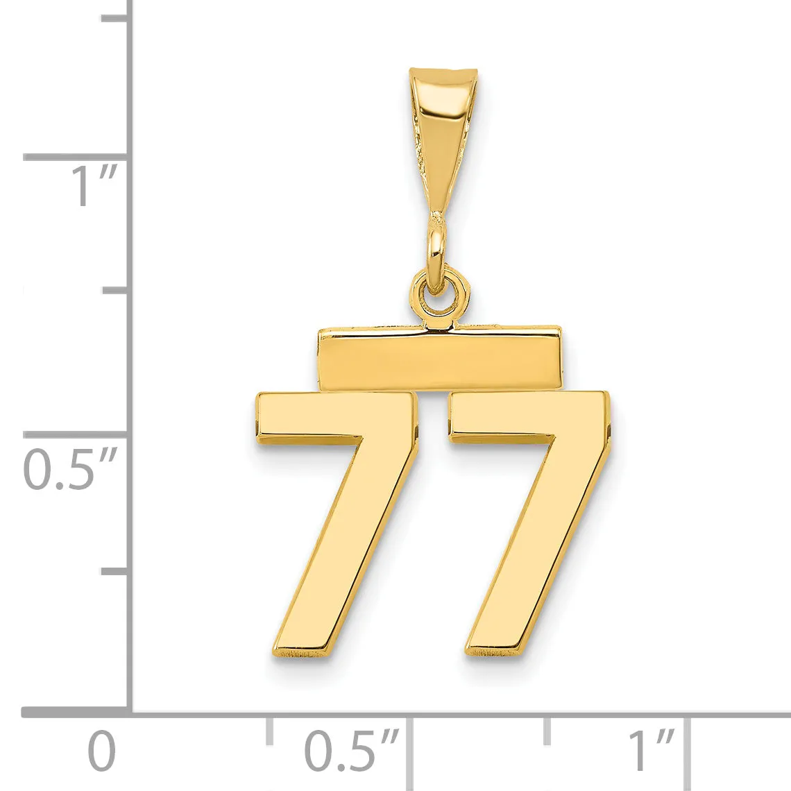 14k yellow gold small polished number 77 charm