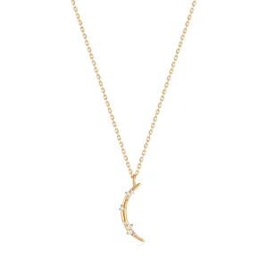 14kt Gold Stargazer Natural Diamond Moon Necklace