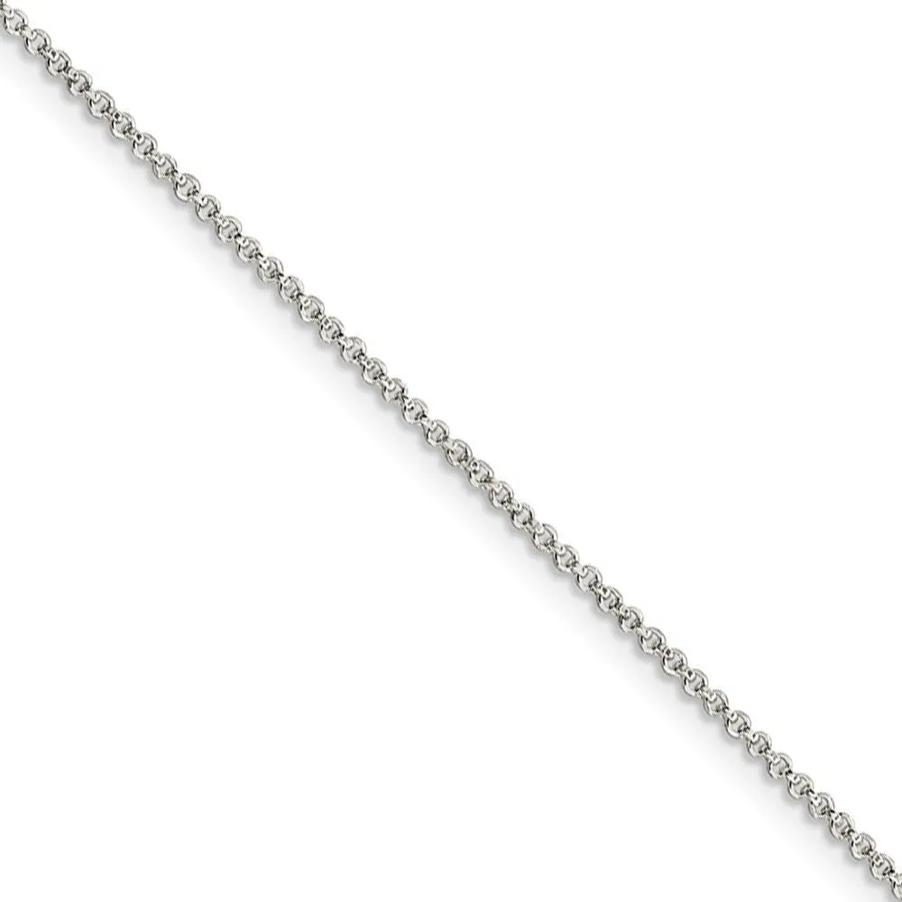 1.4mm Sterling Silver Solid Rolo Chain Necklace