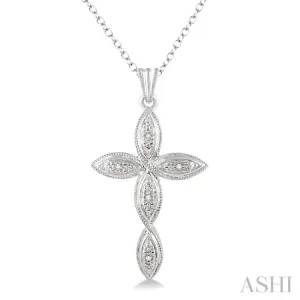 1/50 Ctw Round Cut Diamond Infinity Cross Pendant in Sterling Silver with Chain