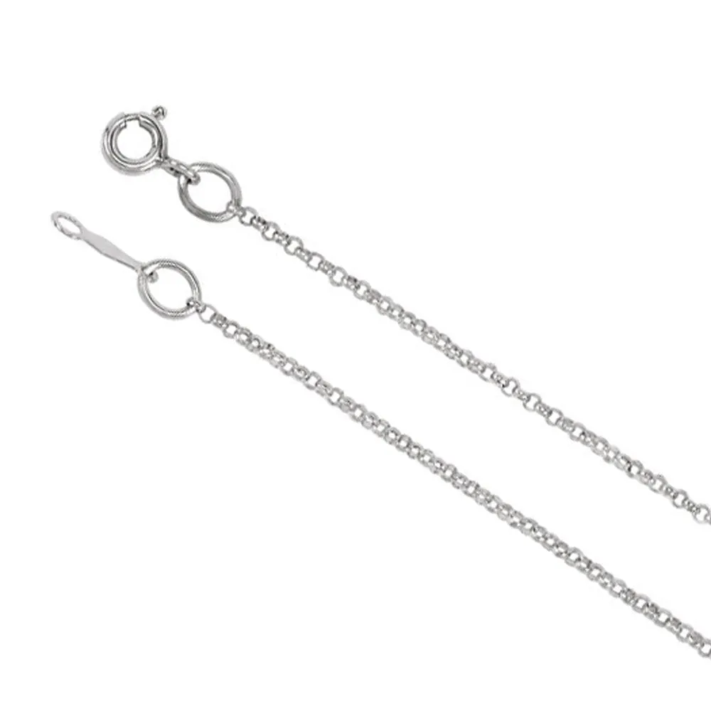 1.5mm, 14k White Gold Solid Rolo Chain Necklace