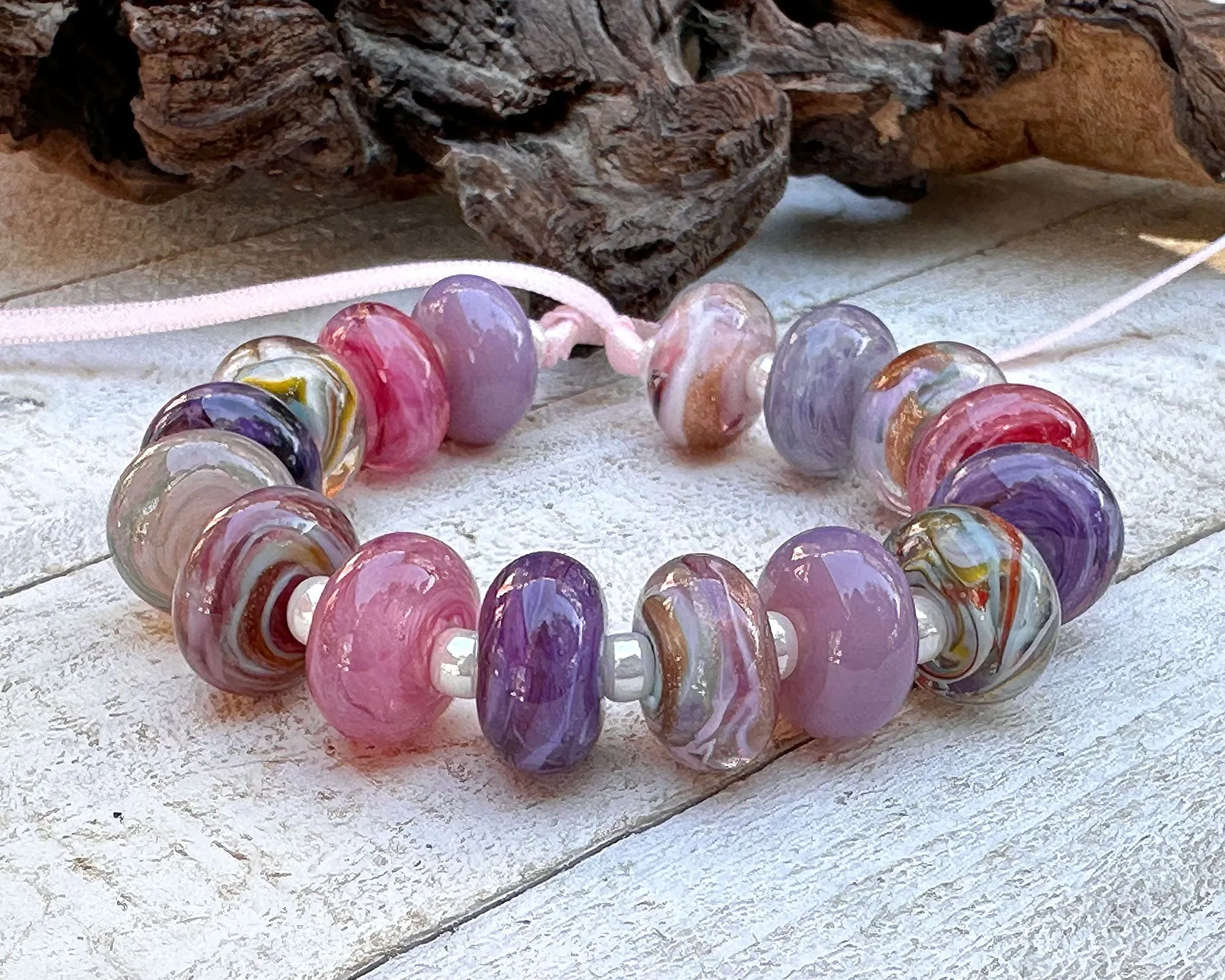 16 Pink Orphan Lampwork Beads SRA