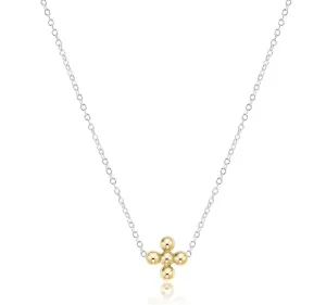 16" Necklace Sterling Mixed Metal - Classic Beaded Signature Cross Gold - 3mm Bead Gold