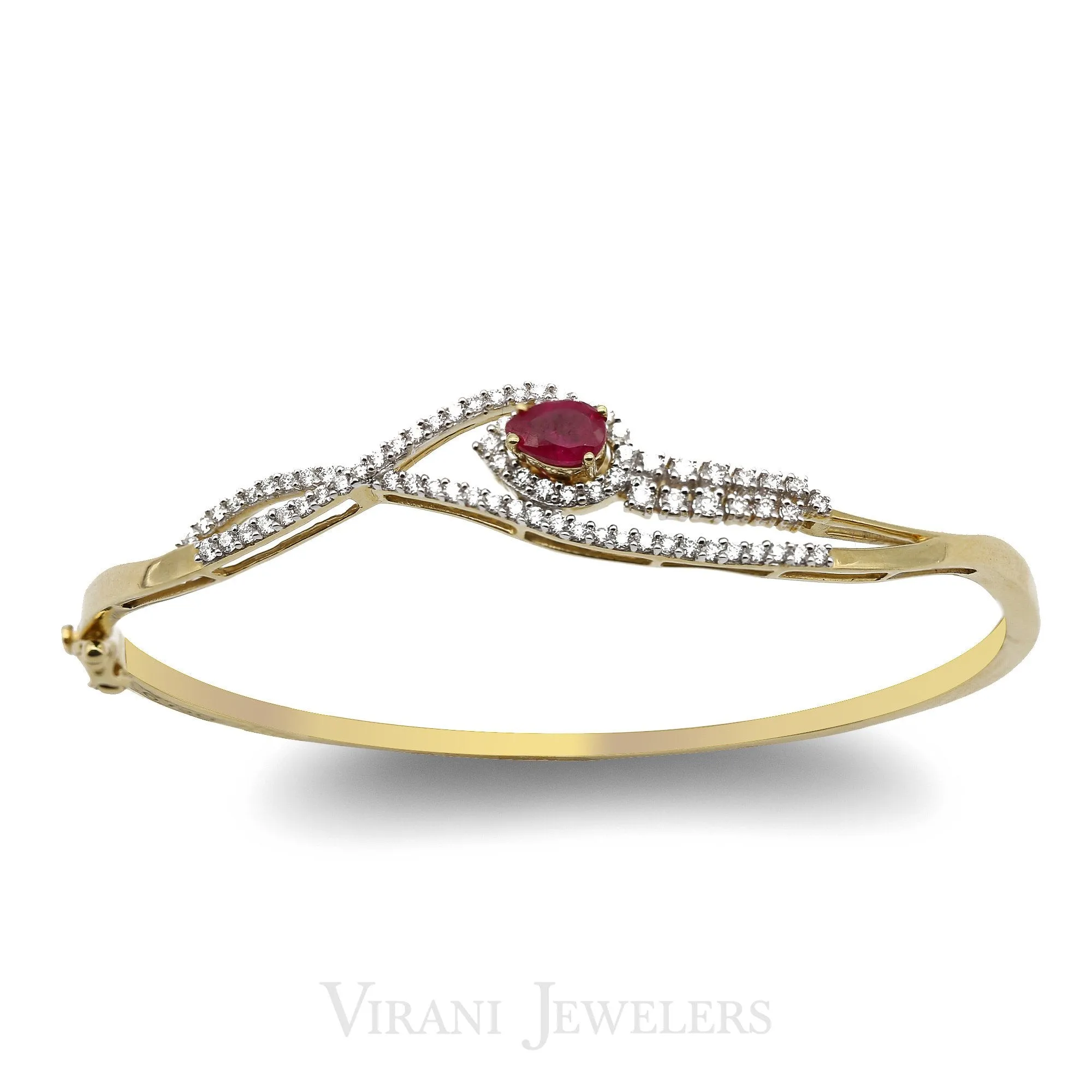 18K Gold Diamond Ruby Bangle