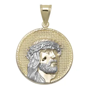 2" Diamond-Cut Face of Jesus Medallion Pendant 10K Yellow Gold