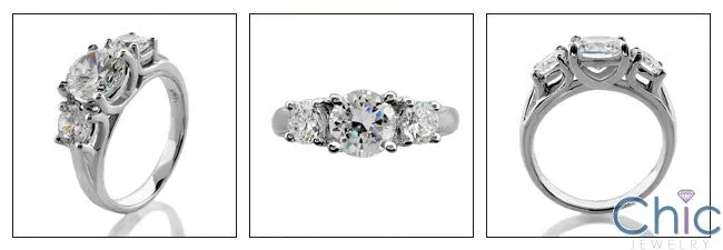 3 Stone 2.05 3 Round Cubic Zirconia Cz Ring