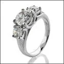 3 Stone 2.05 3 Round Cubic Zirconia Cz Ring