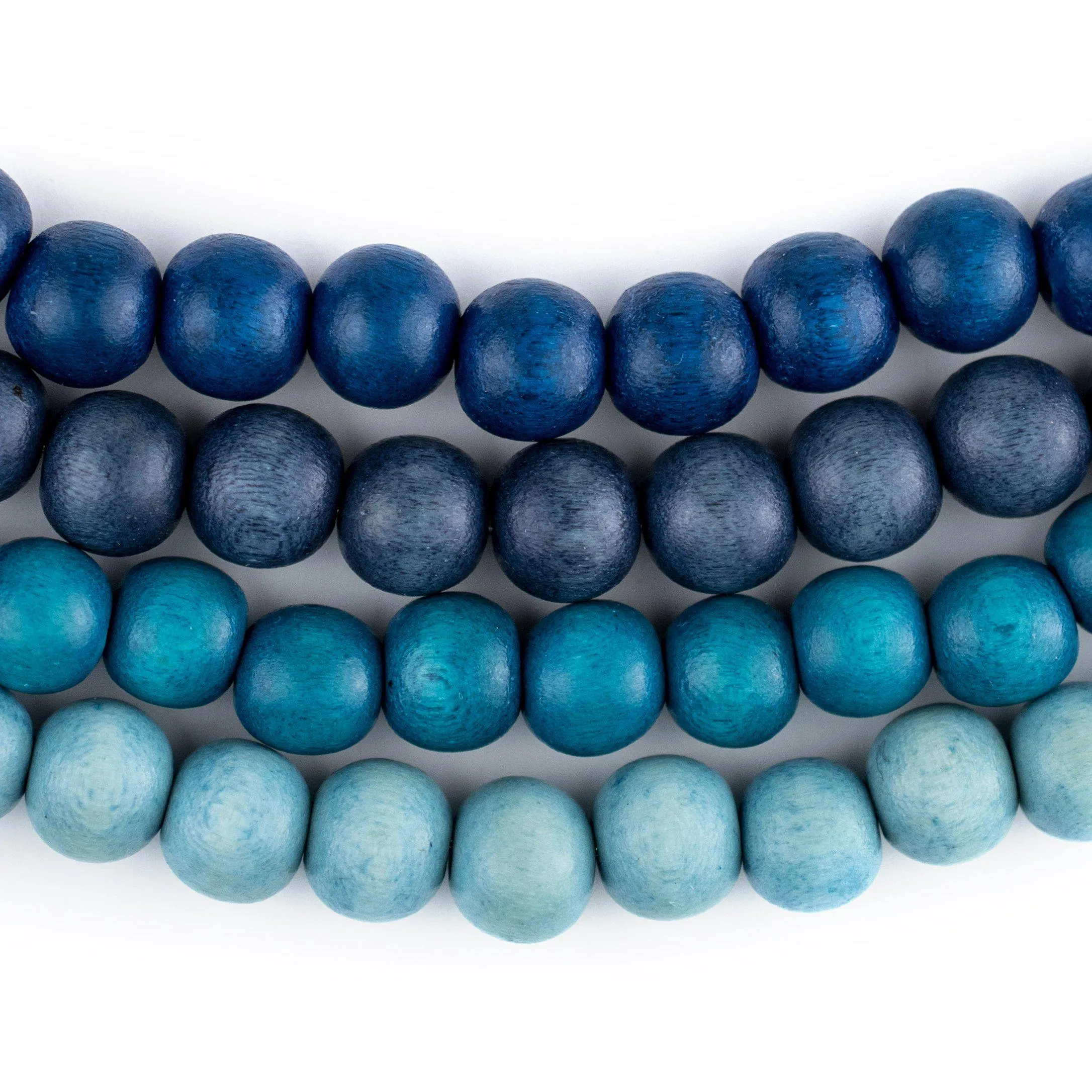 4 Strand Bundle: Round Blue Natural Wood Beads (8mm)