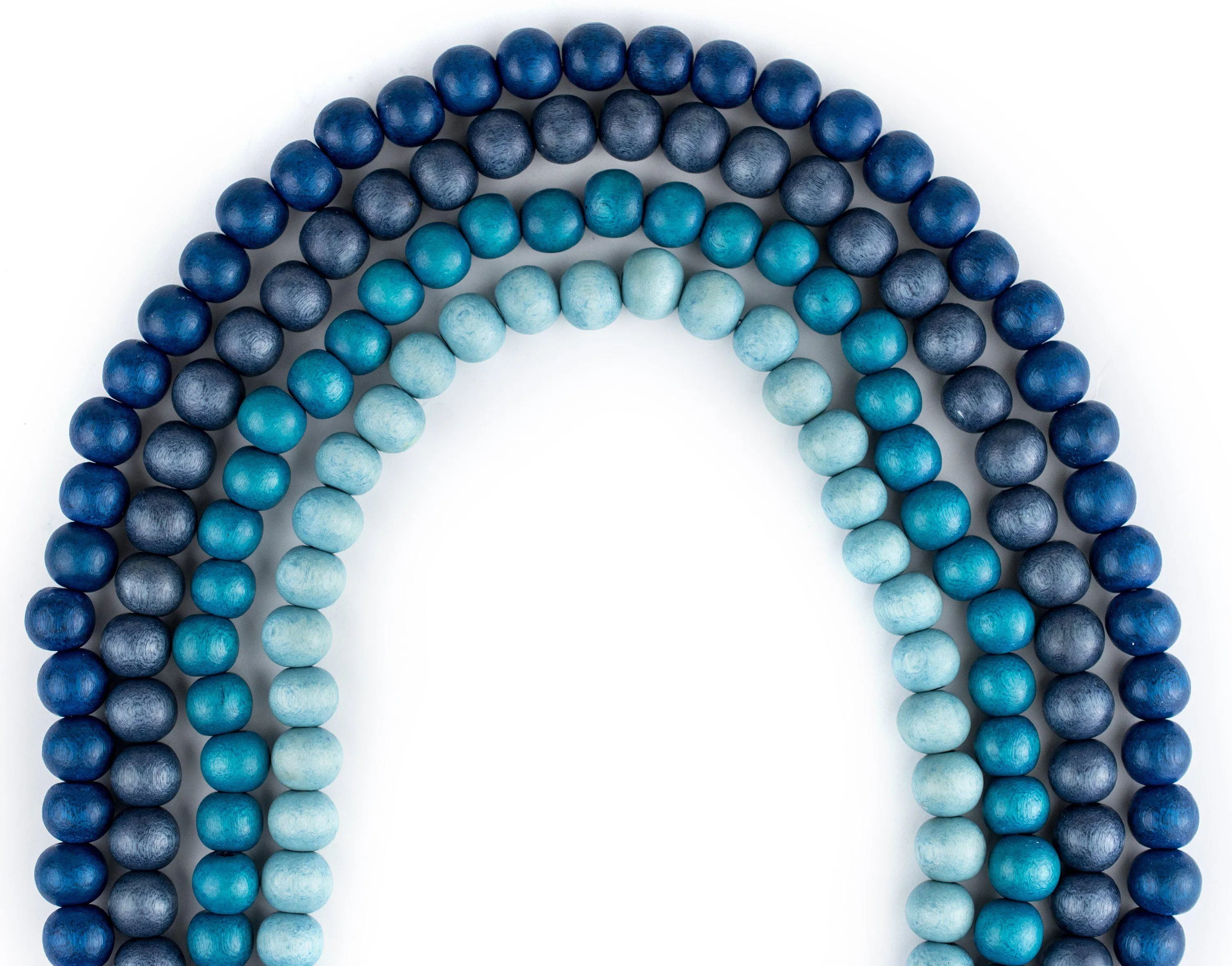 4 Strand Bundle: Round Blue Natural Wood Beads (8mm)