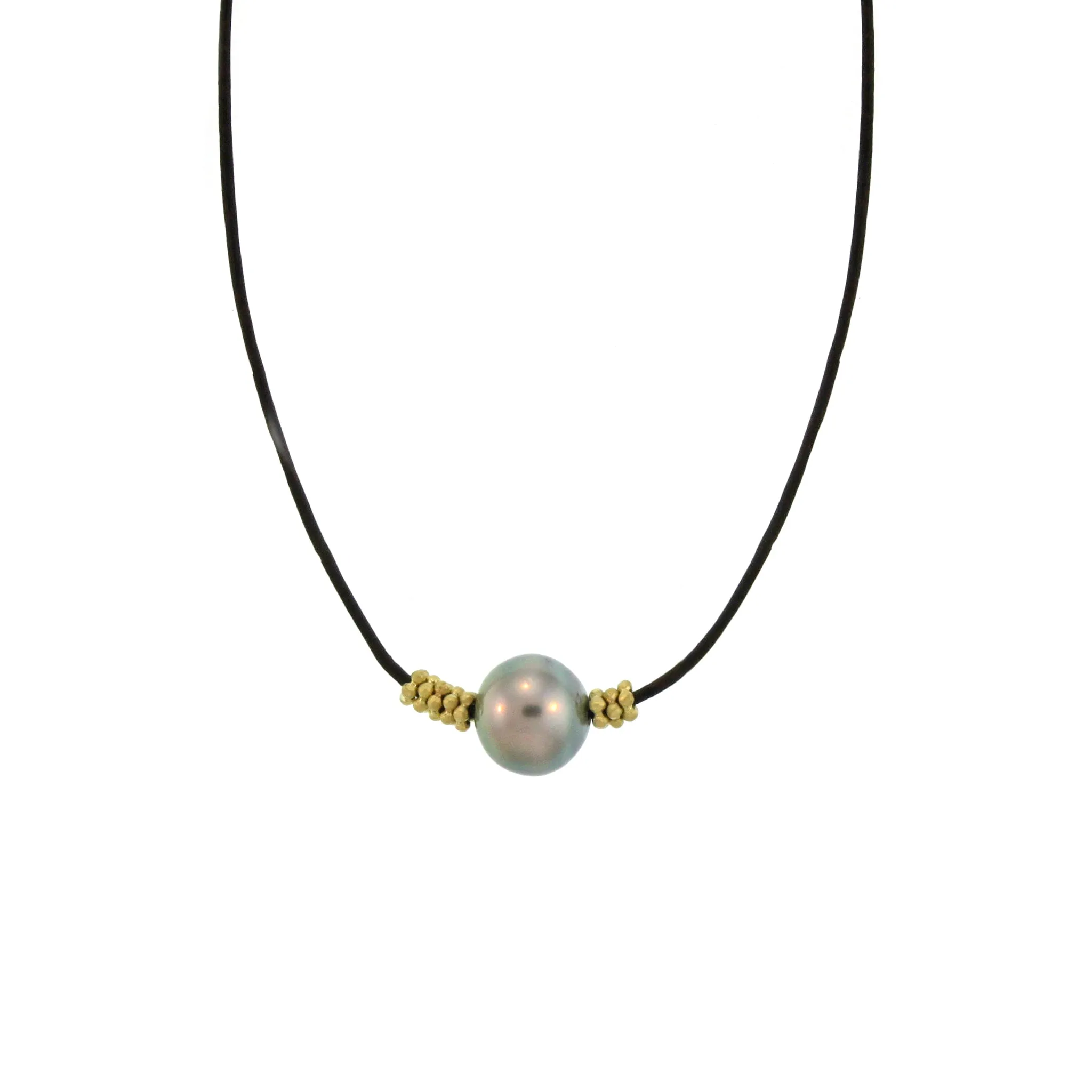 A Tahitian Pearl   Flower Bead Necklace