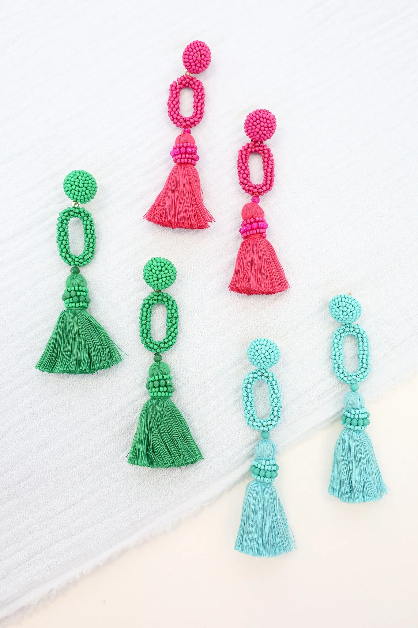 All For Fun Kelly Green Beaded Earrings