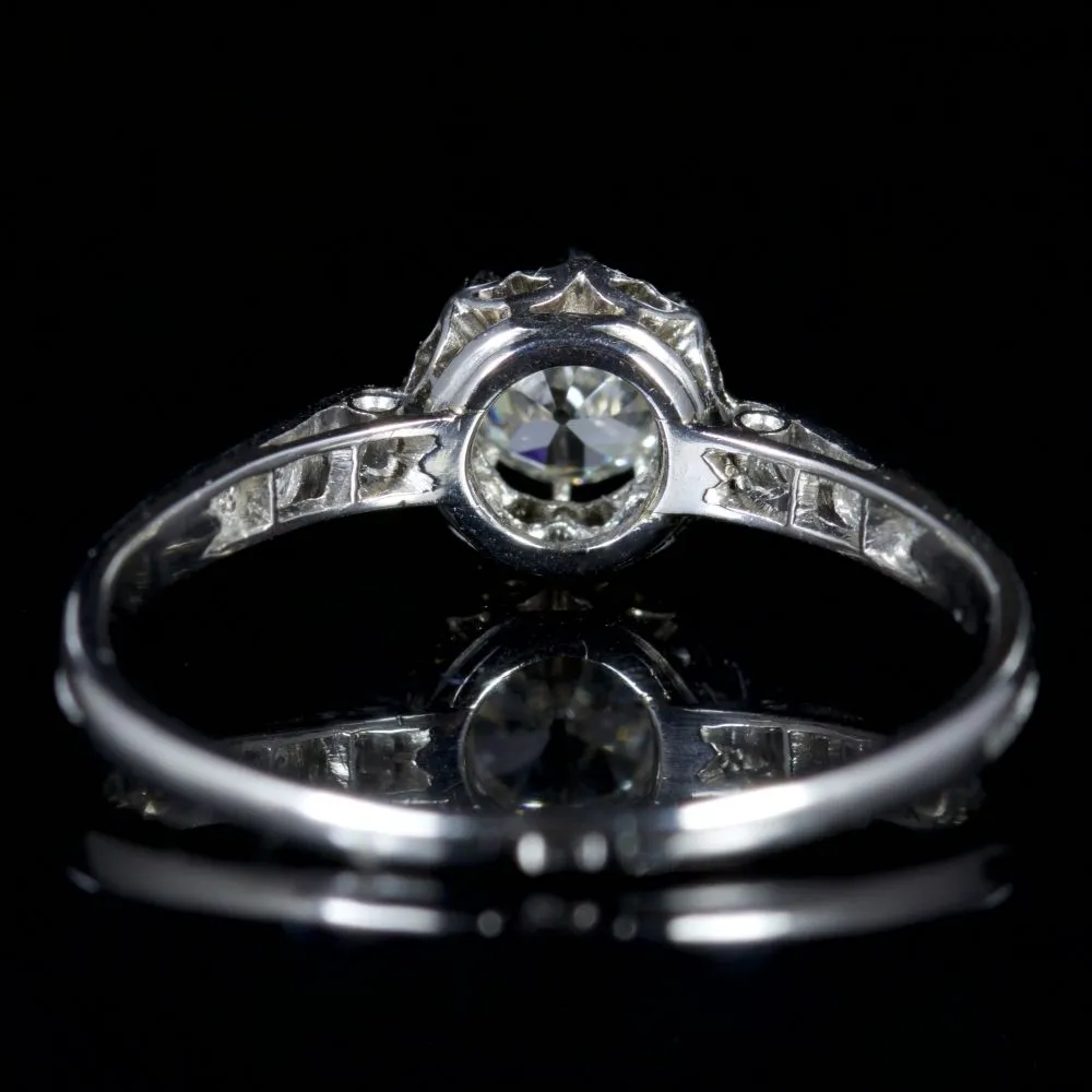 Antique Victorian French Diamond Ring 18Ct White Gold Circa 1900