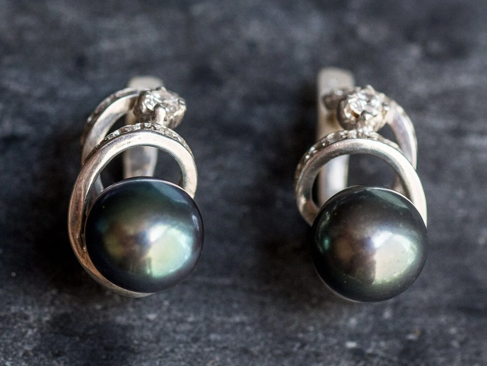 Artistic Black Pearl Earrings - Genuine Black Pearl Earrings - Statement Black Pearl Studs