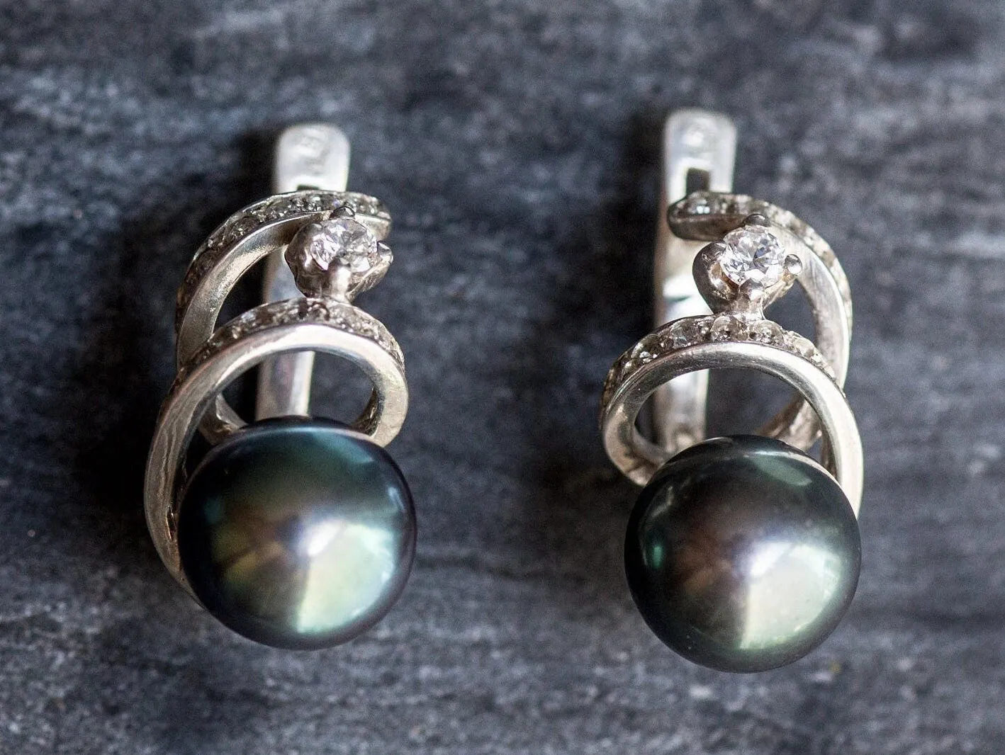 Artistic Black Pearl Earrings - Genuine Black Pearl Earrings - Statement Black Pearl Studs