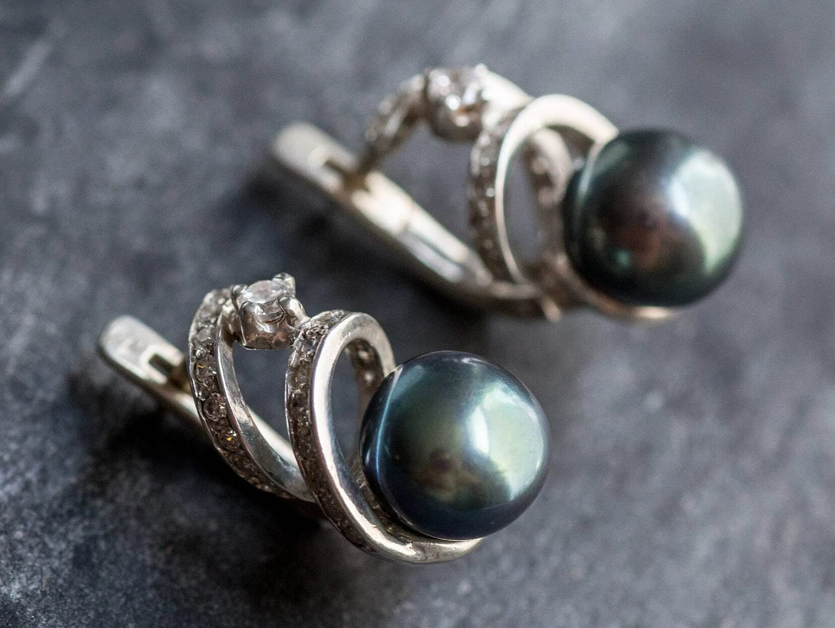 Artistic Black Pearl Earrings - Genuine Black Pearl Earrings - Statement Black Pearl Studs