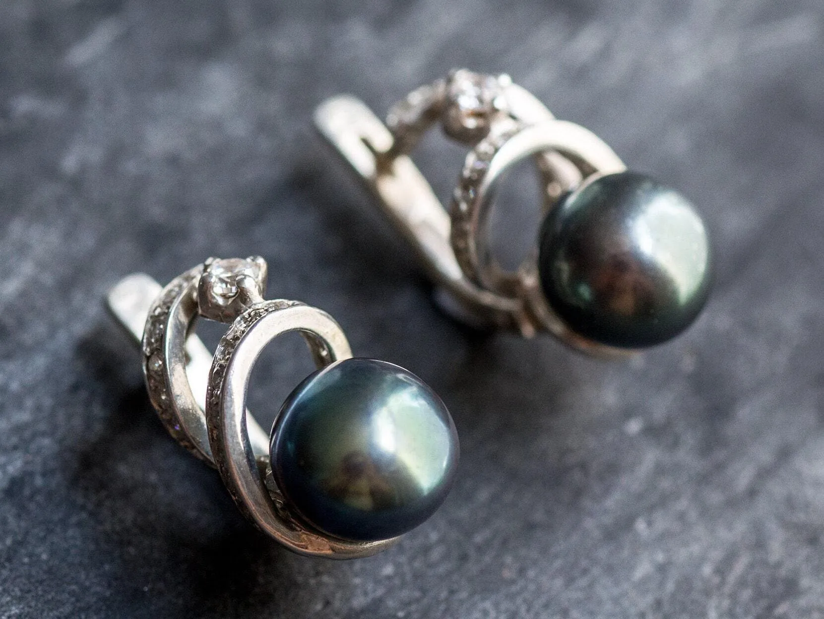 Artistic Black Pearl Earrings - Genuine Black Pearl Earrings - Statement Black Pearl Studs