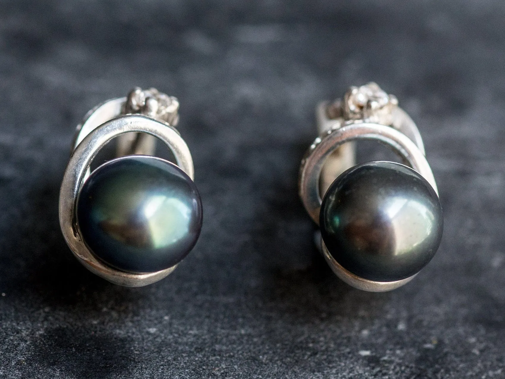 Artistic Black Pearl Earrings - Genuine Black Pearl Earrings - Statement Black Pearl Studs