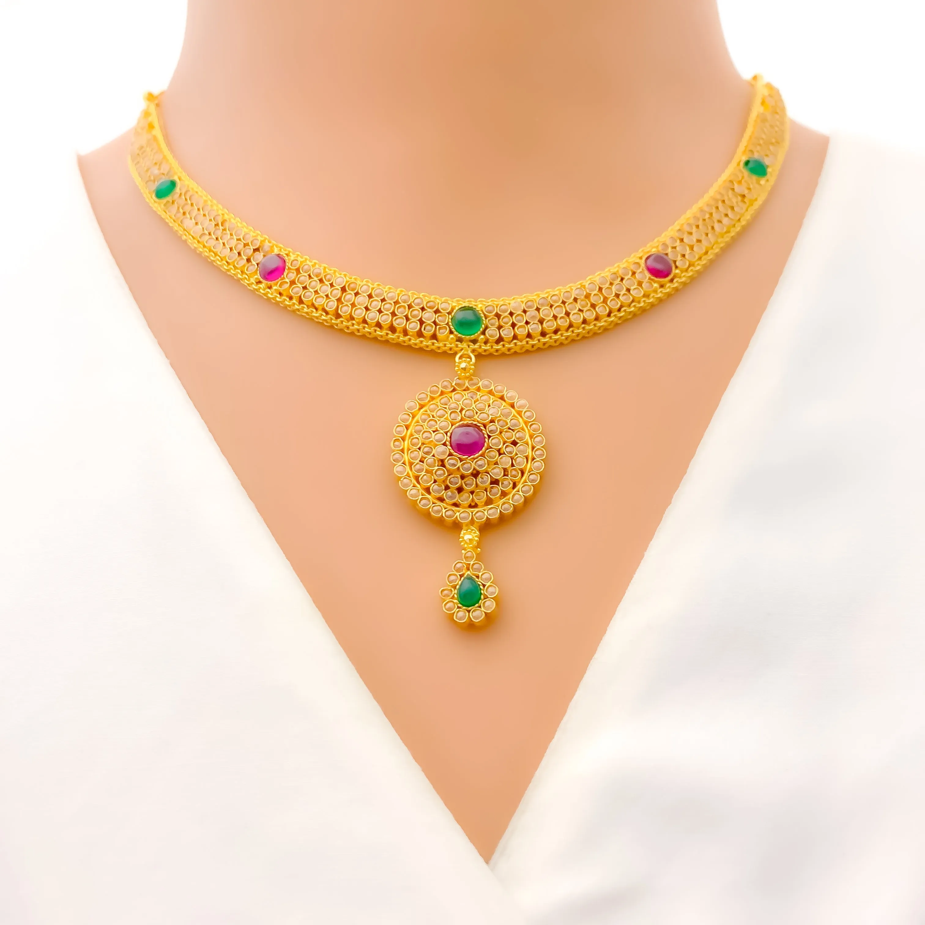 Artistic Heirloom 22k Gold Kundan Necklace Set