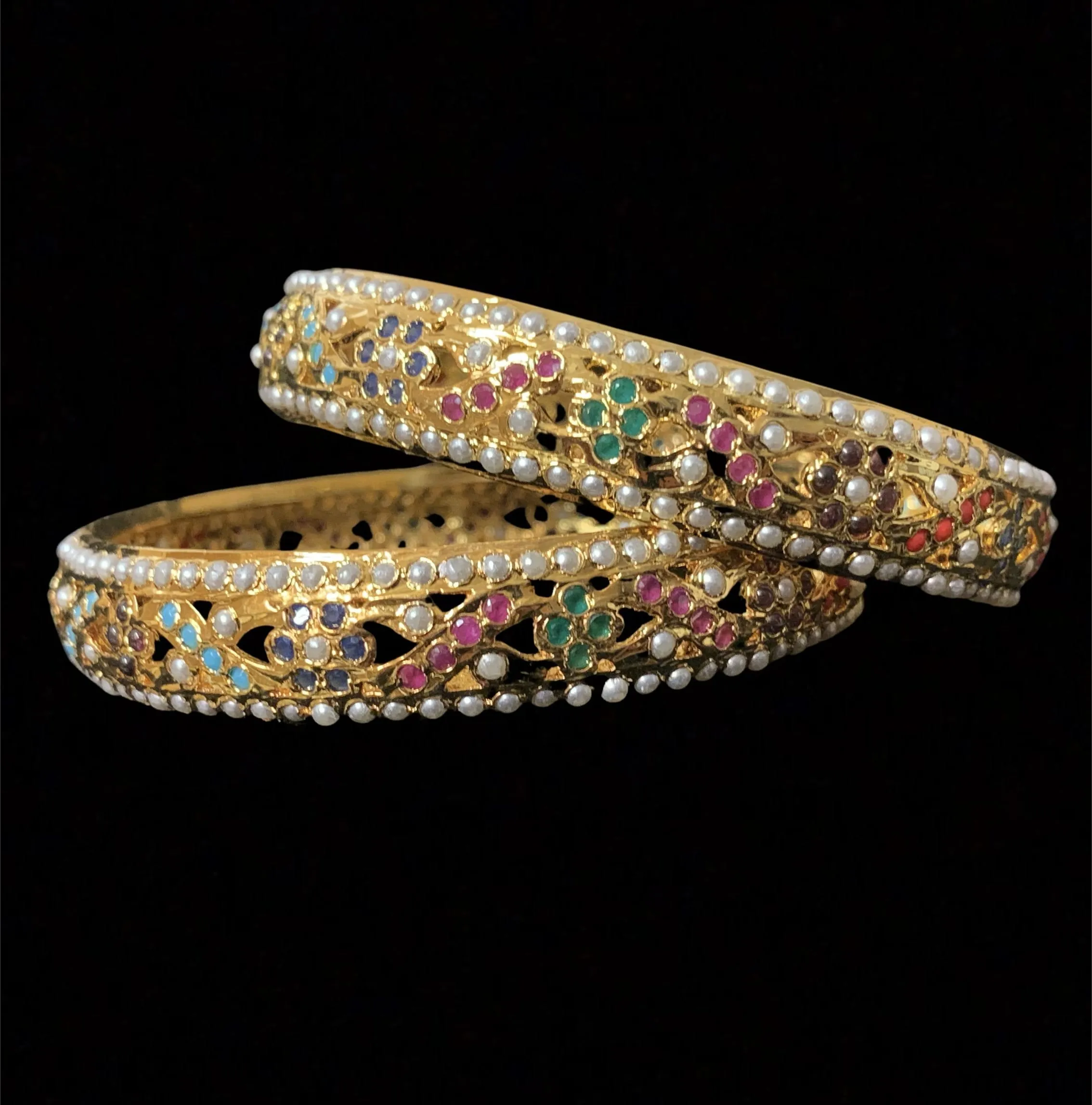 B140 Leela navratan bangles  ( READY TO SHIP )