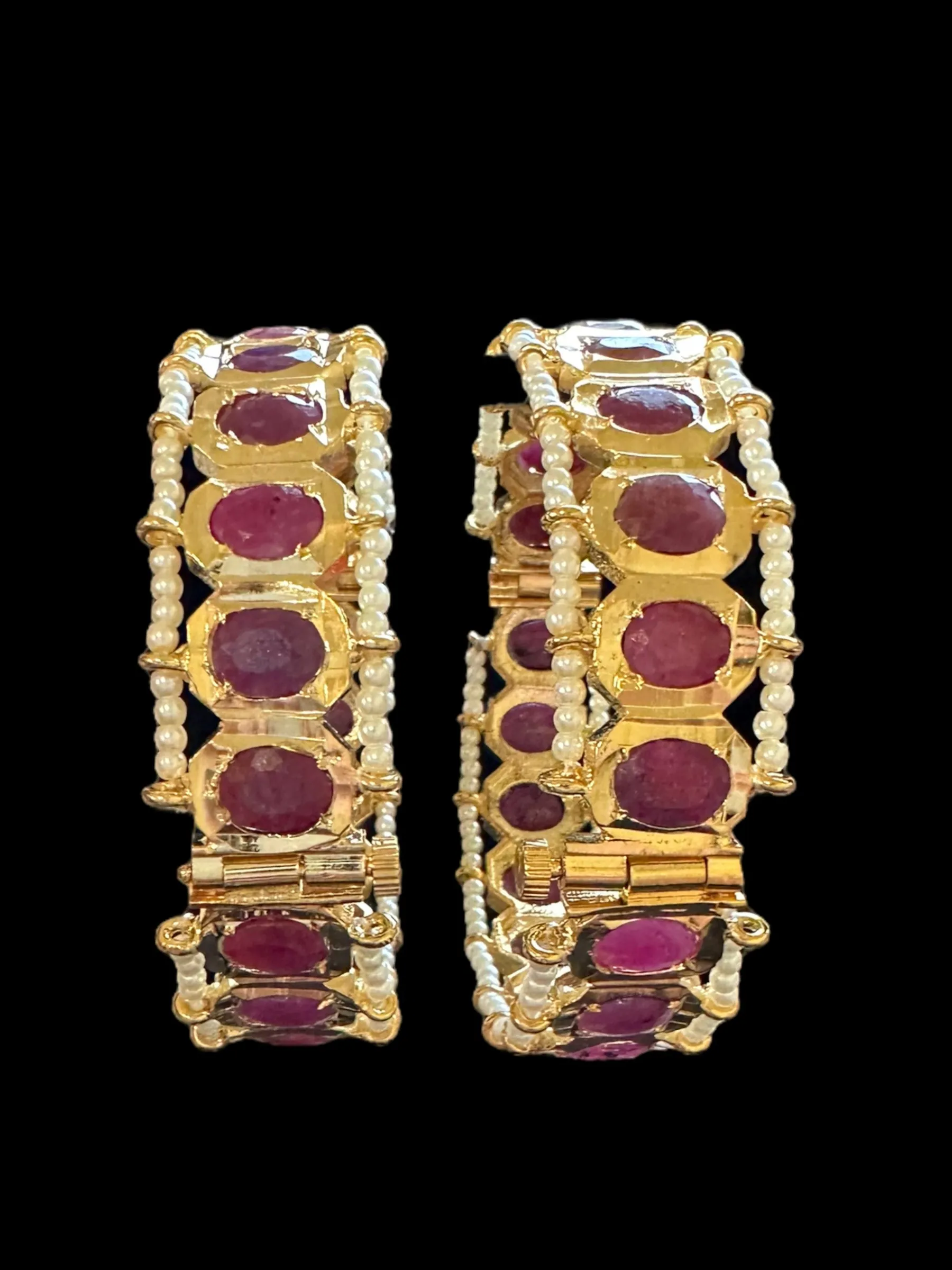 B156 Hyderabadi gold plated bangles in Ruby ( READY TO SHIP )