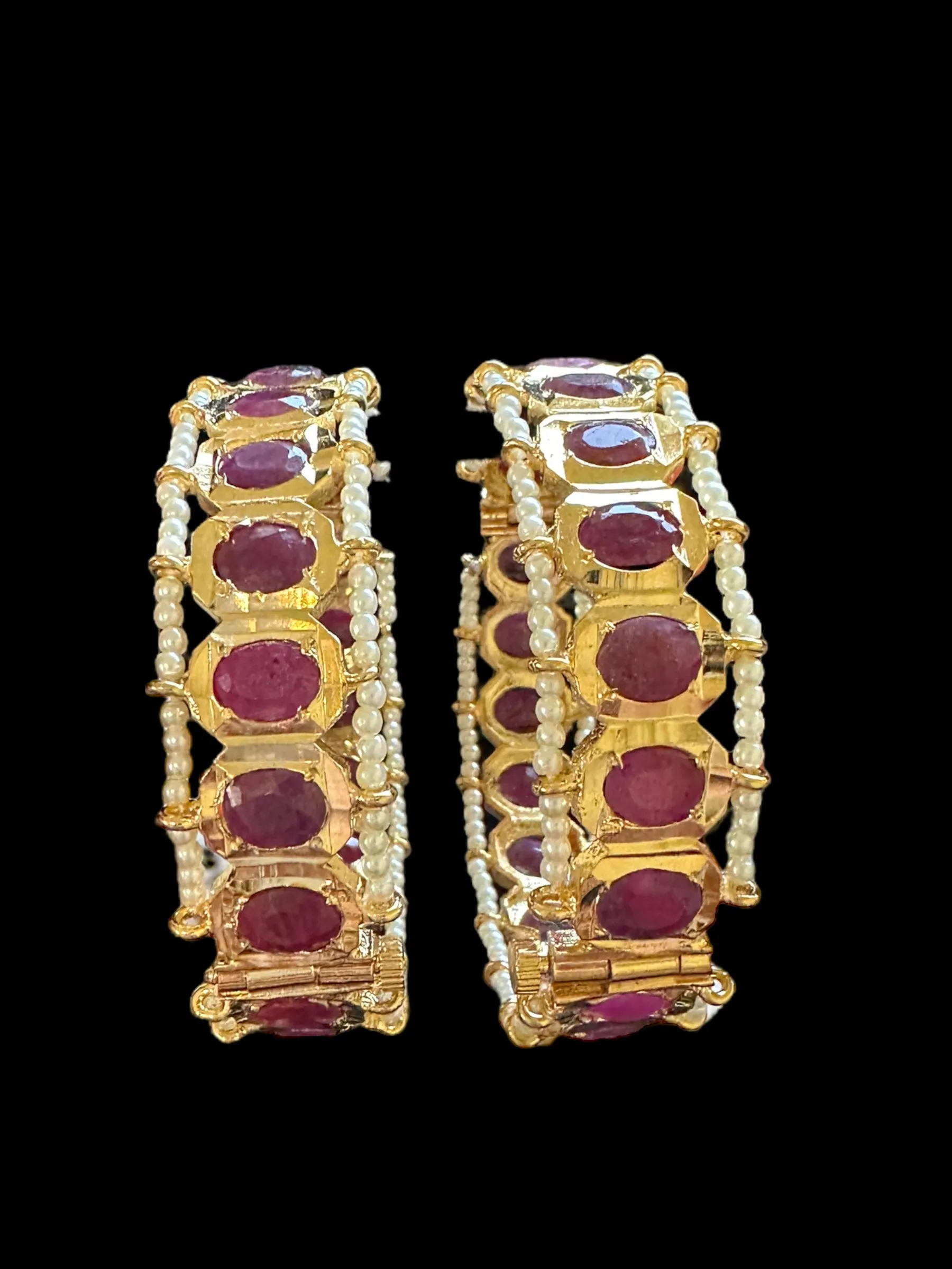 B156 Hyderabadi gold plated bangles in Ruby ( READY TO SHIP )