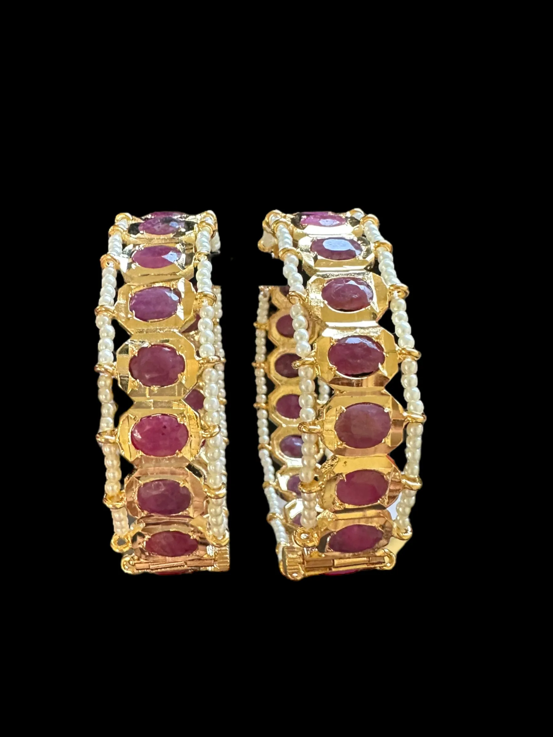 B156 Hyderabadi gold plated bangles in Ruby ( READY TO SHIP )