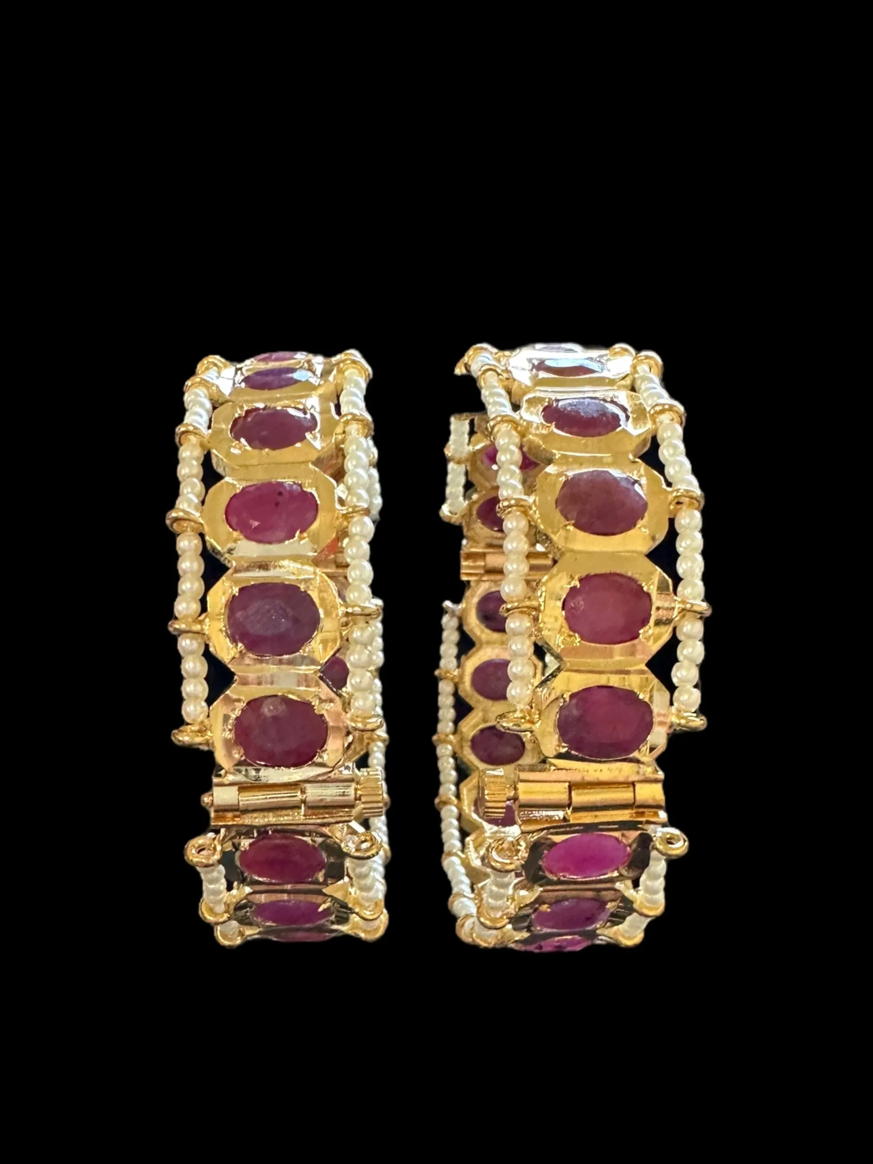 B156 Hyderabadi gold plated bangles in Ruby ( READY TO SHIP )