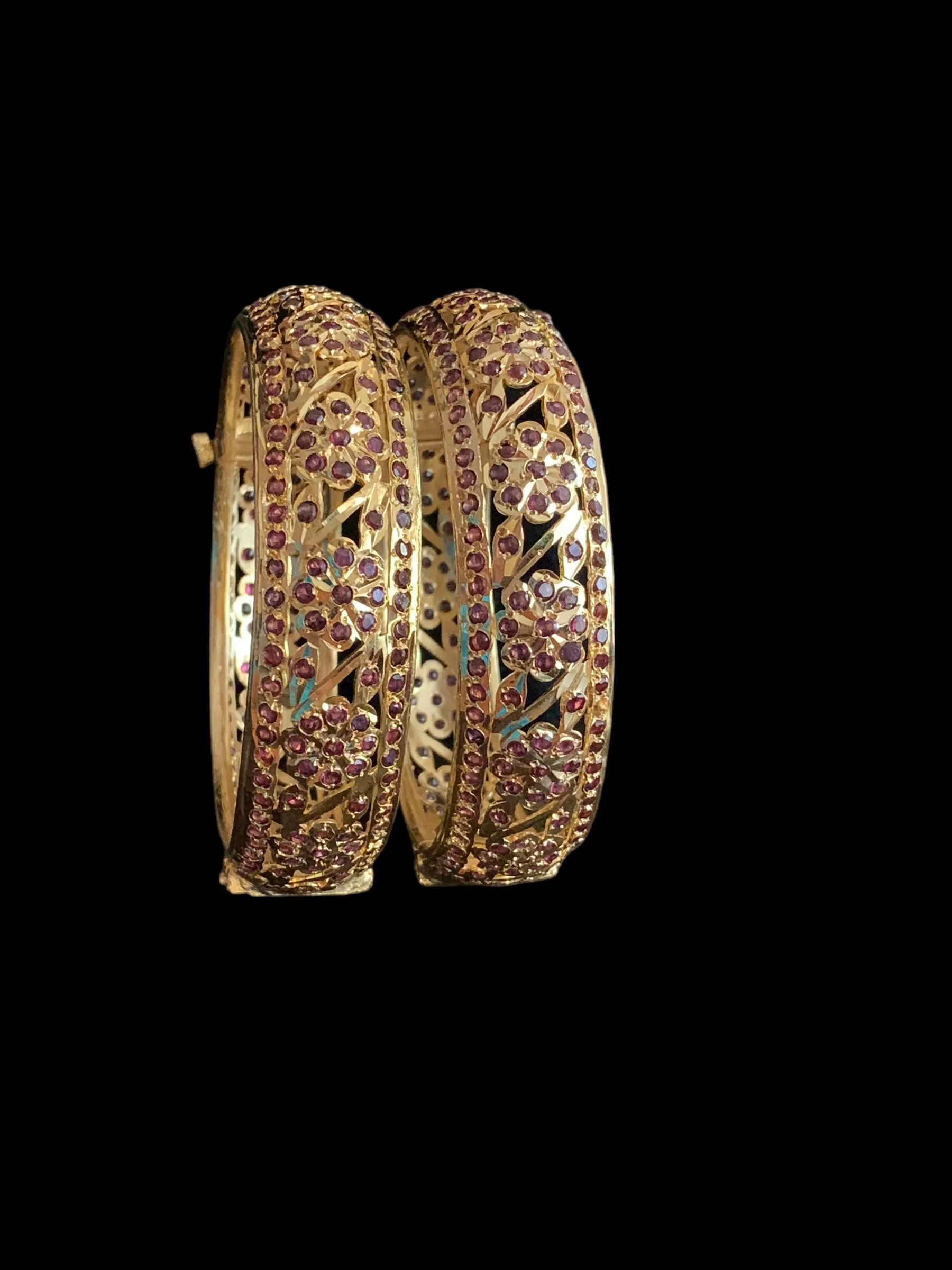 B169 Sarah gold plated bangles in garnet ( READY TO SHIP)