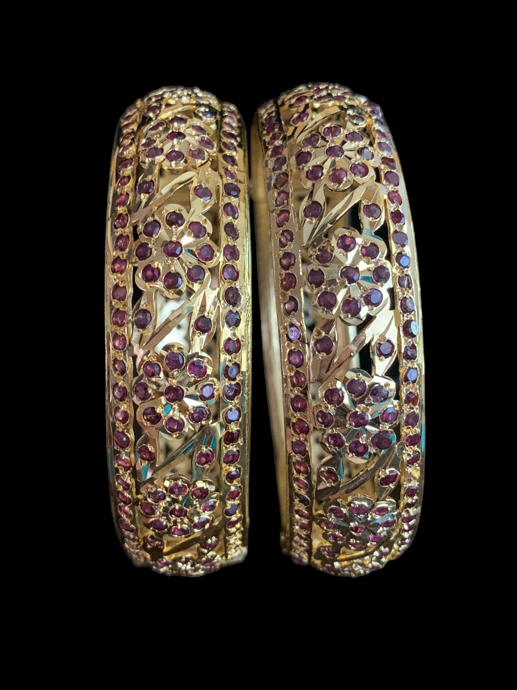 B169 Sarah gold plated bangles in garnet ( READY TO SHIP)