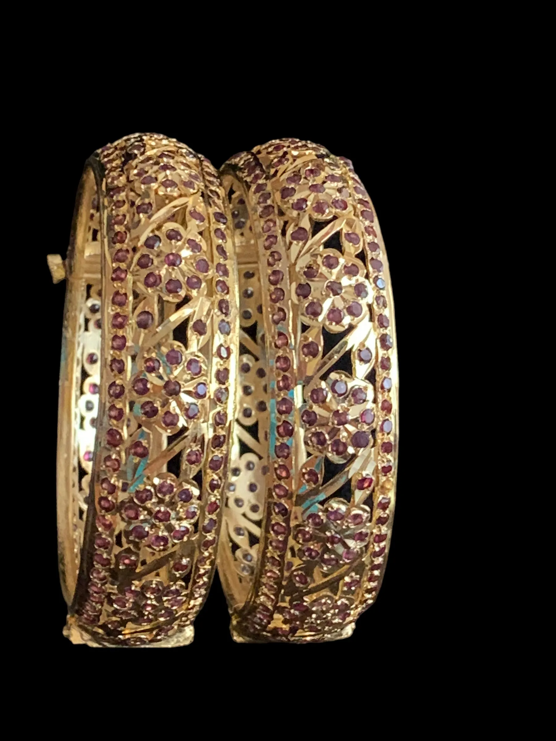 B169 Sarah gold plated bangles in garnet ( READY TO SHIP)